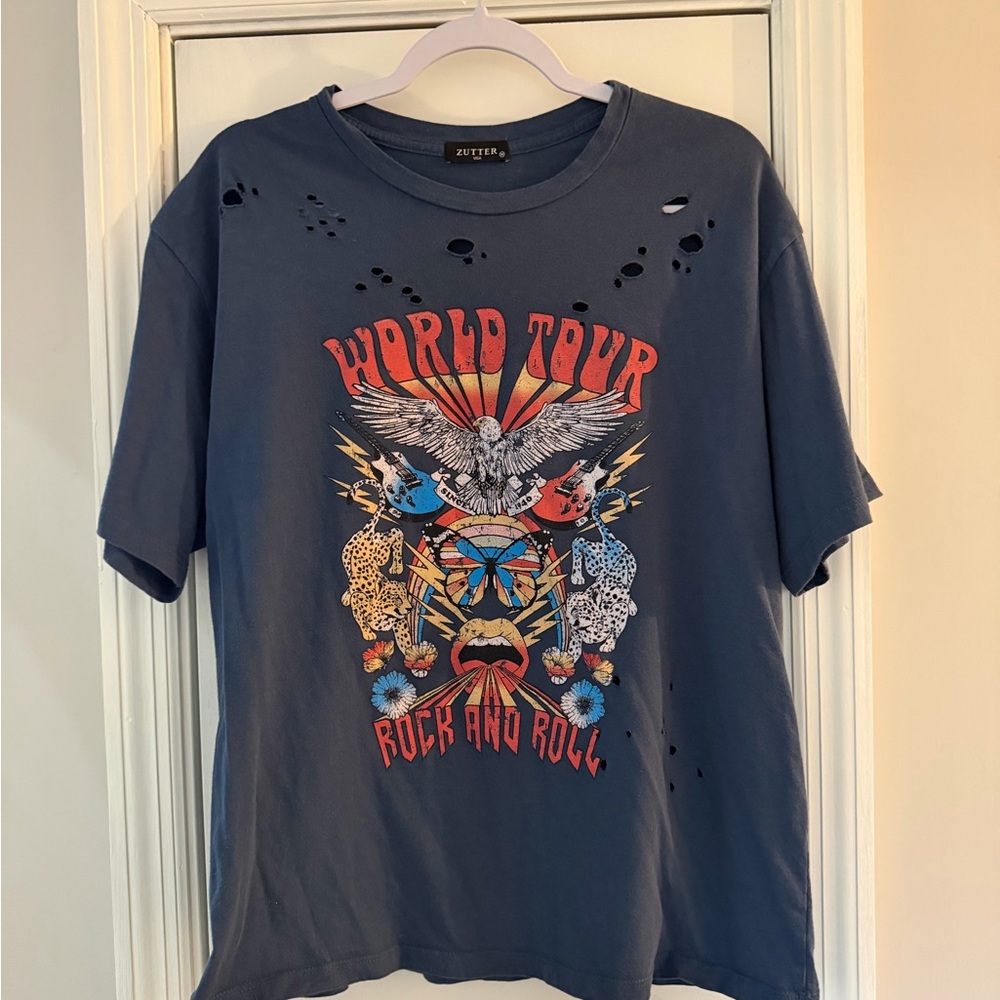Zutter Vintage Look Distressed Graphic T-Shirt